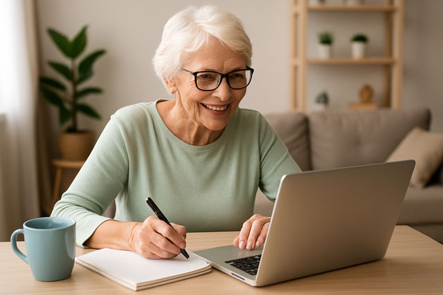 Retired-Woman-reflective-writing-life-lessons